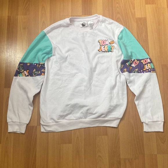 Vintage Tom & Jerry Sweatshirt Cartoon Graphic Long Sleeve Men XL - Picture 1 of 6